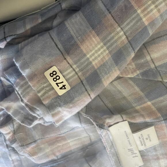 J Jill Love Linen Dress Womens Medium Petite Plaid Sleeveless Coastal Beachy - Picture 14 of 14